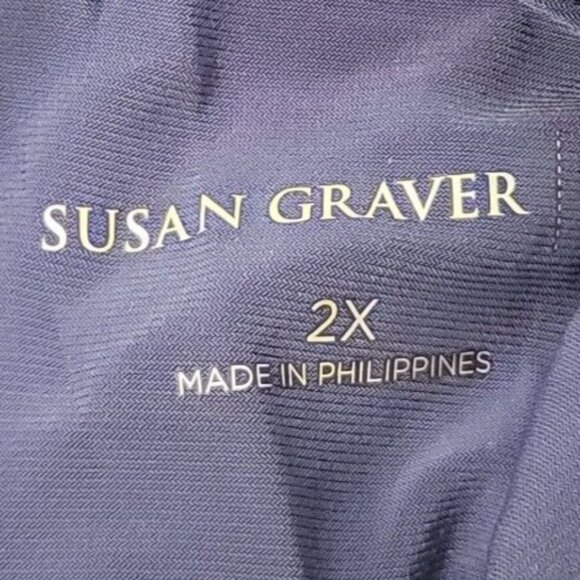 Susan Graver Womens Career Liquid Knit Mock Neck Top Size 2X Blue Office Modest - Picture 4 of 9